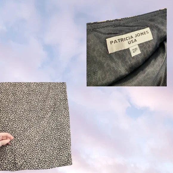 Vtg Patricia Jones USA Leopard Cheetah Print Long Maxi Wrap Tulip Skirt Sz 2P - Picture 3 of 4